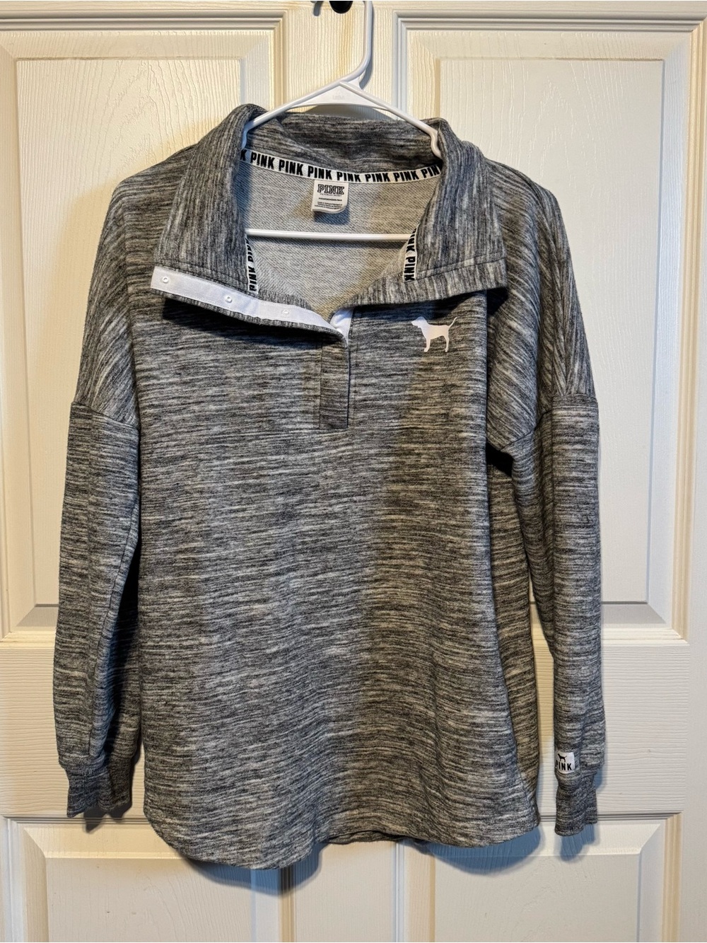 PINK Victoria's Secret Gray Marled Half-Zip Pullover